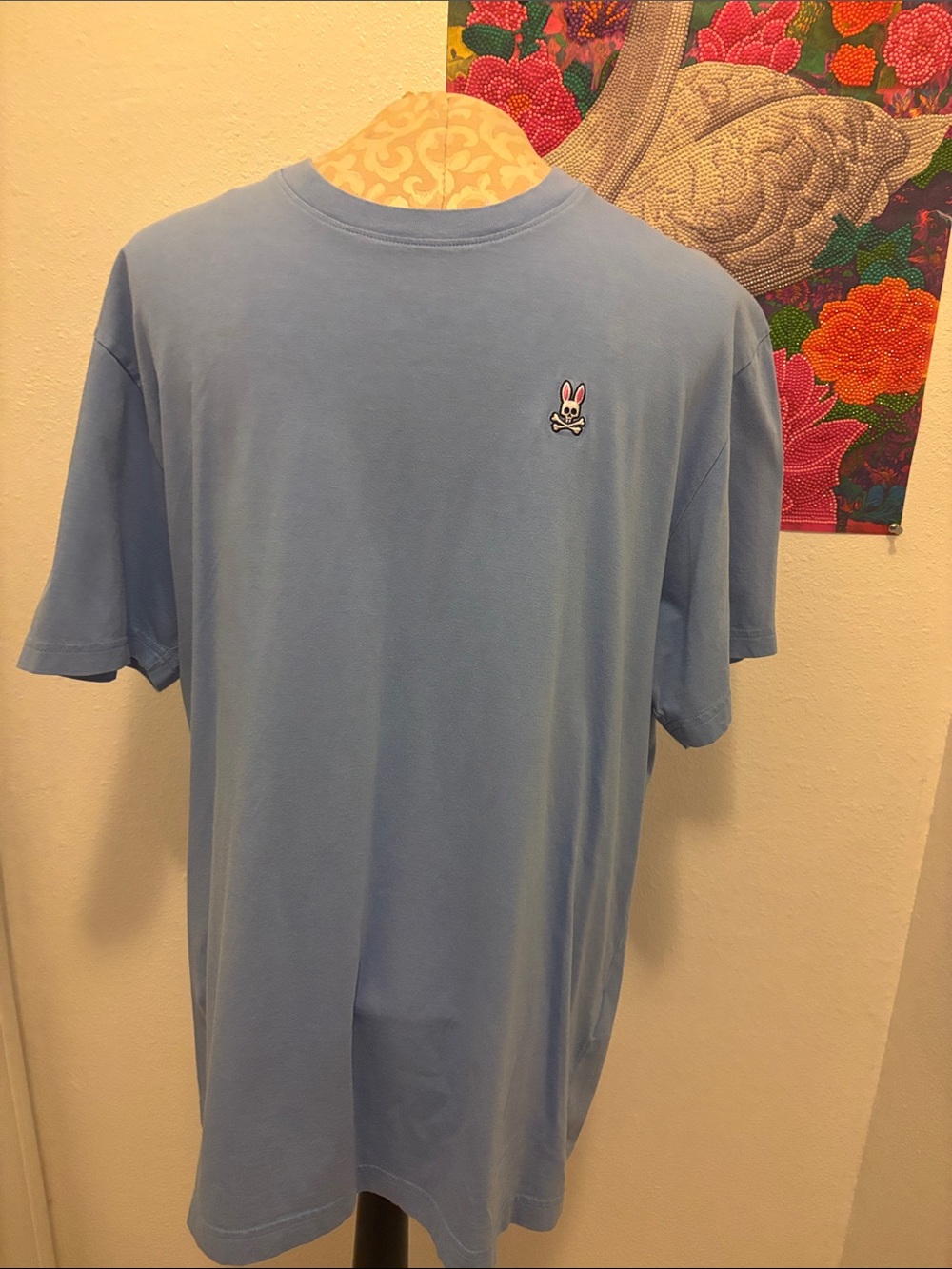 Psycho Bunny Men's Short-Sleeve Tee — Light Blue with Embroidered Logo